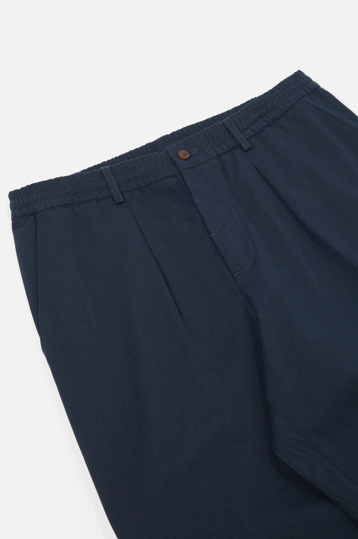 Pleated Track Pant Twill Navy - Image 2