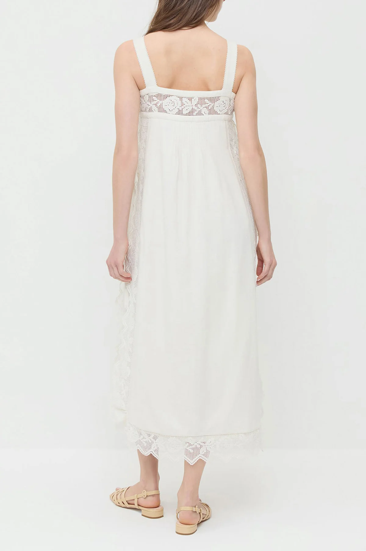 Poppy Open Lace Trim Dress White - Image 4
