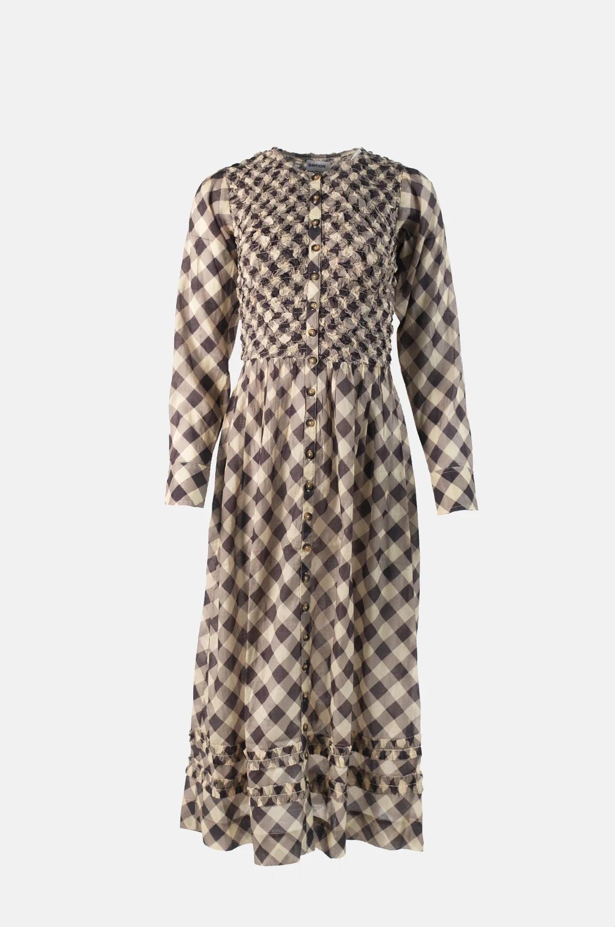 Posey Midi Dress Sheer Butter Gingham