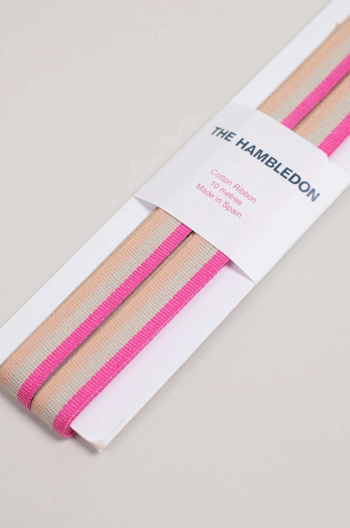 Raspberry Tricolor Cotton Ribbon 15mm x 10m - Image 2