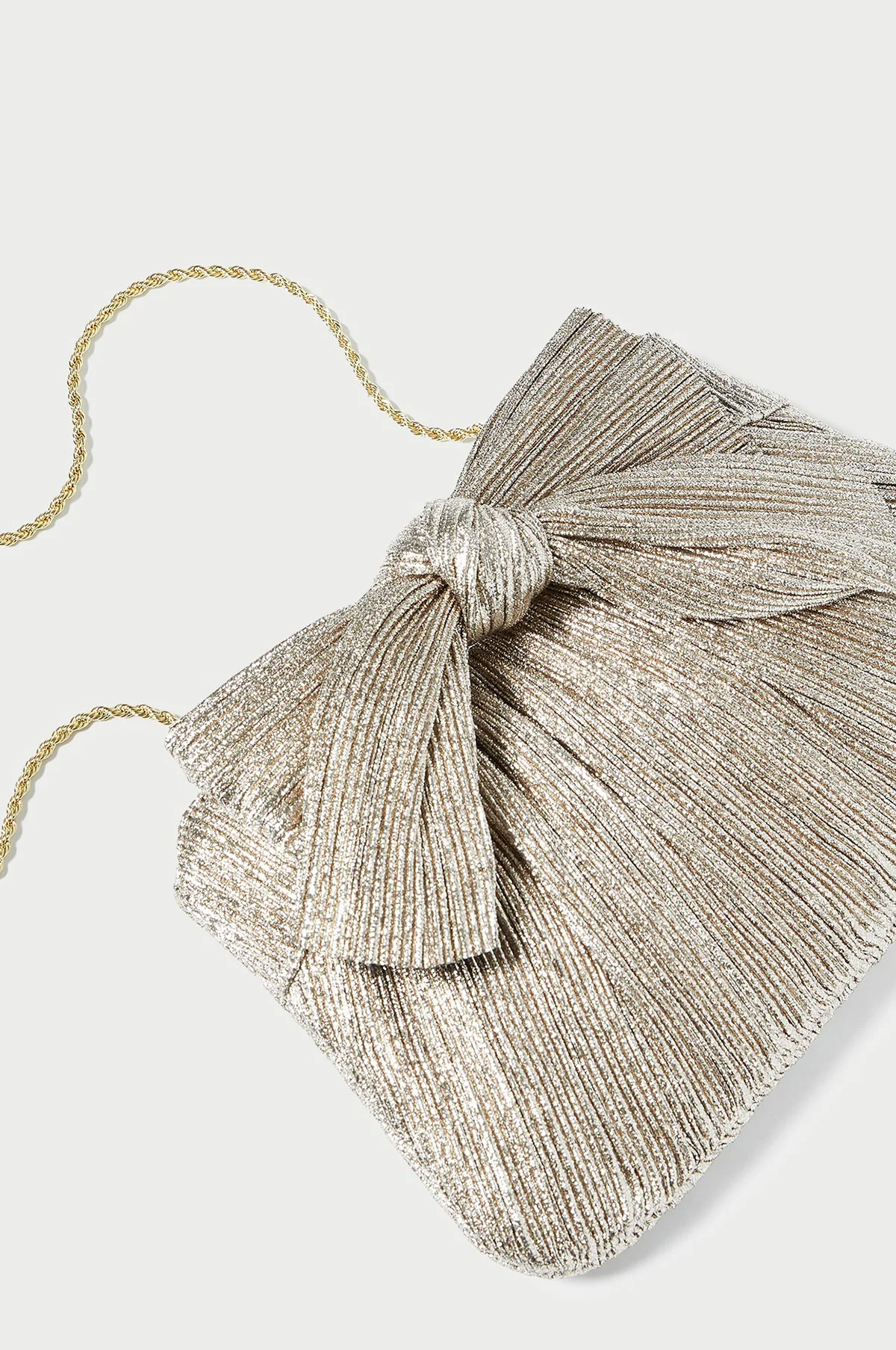 Rayne Pleated Bow Clutch Champagne - Image 3