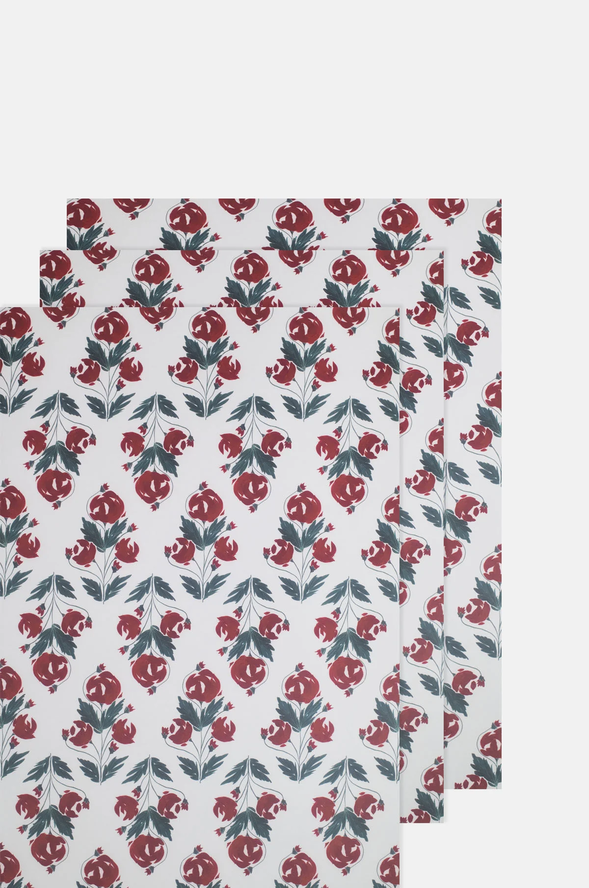 Rose Botanical Wrapping Paper Set of 3 Sheets
