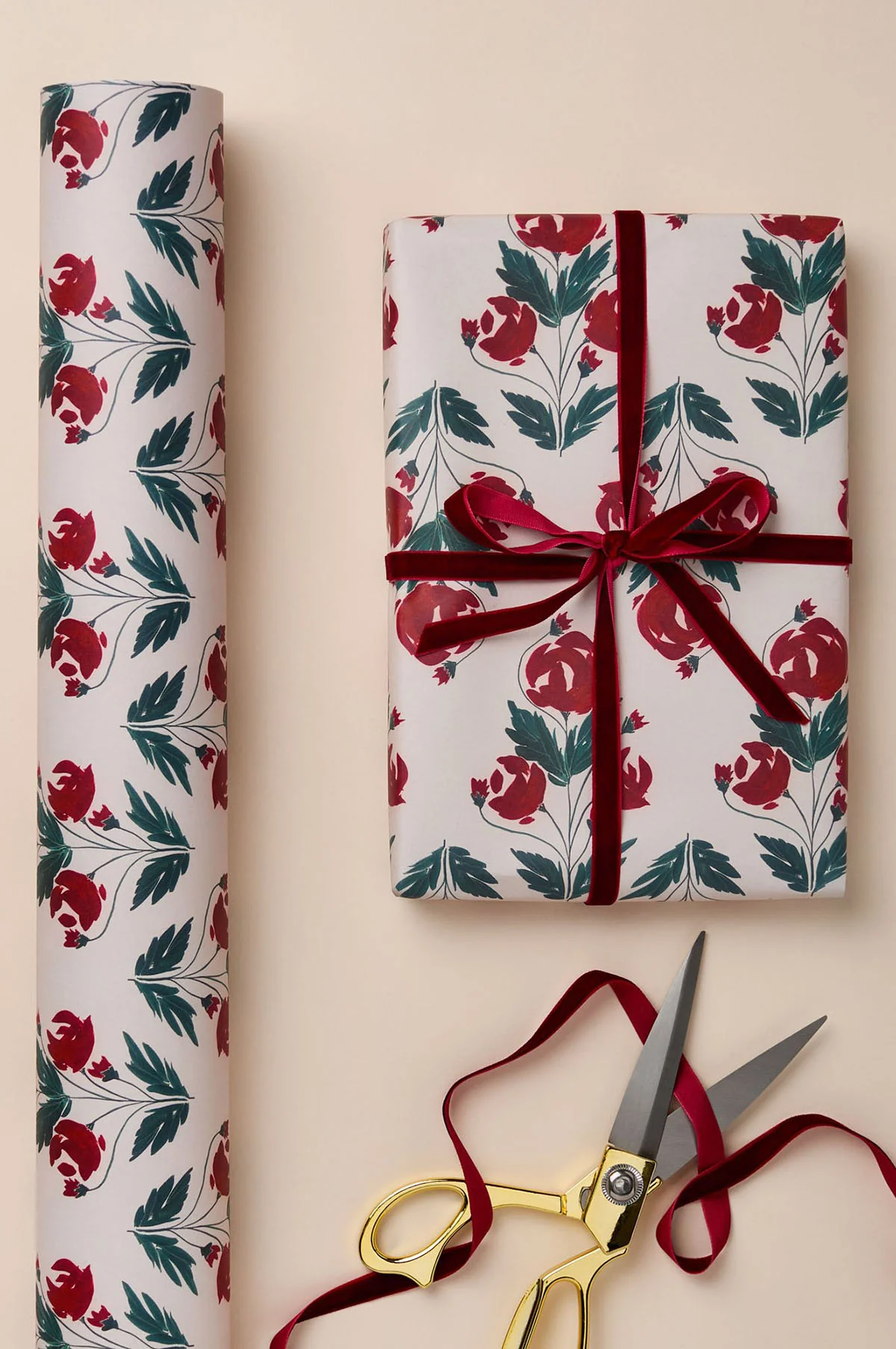 Rose Botanical Wrapping Paper Set of 3 Sheets - Image 2