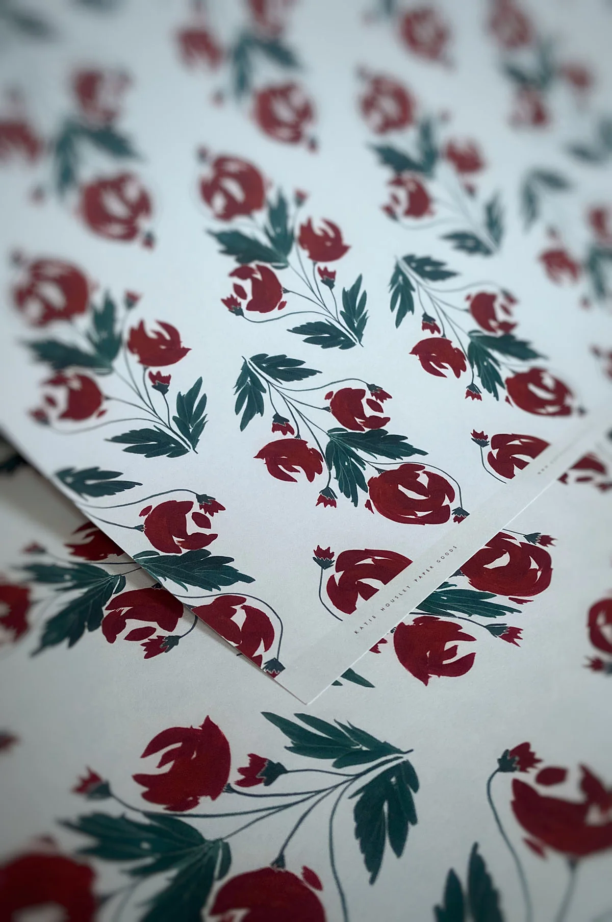 Rose Botanical Wrapping Paper Set of 3 Sheets - Image 3