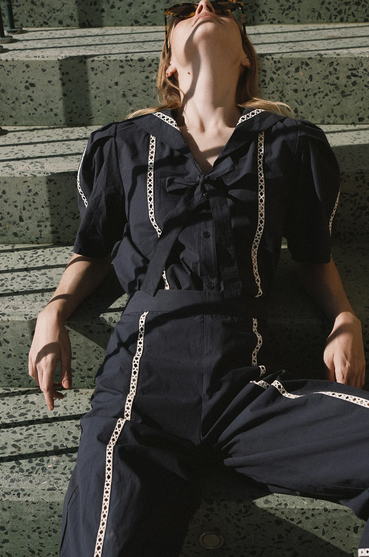 Sailor Neck Blouse Navy - Image 3