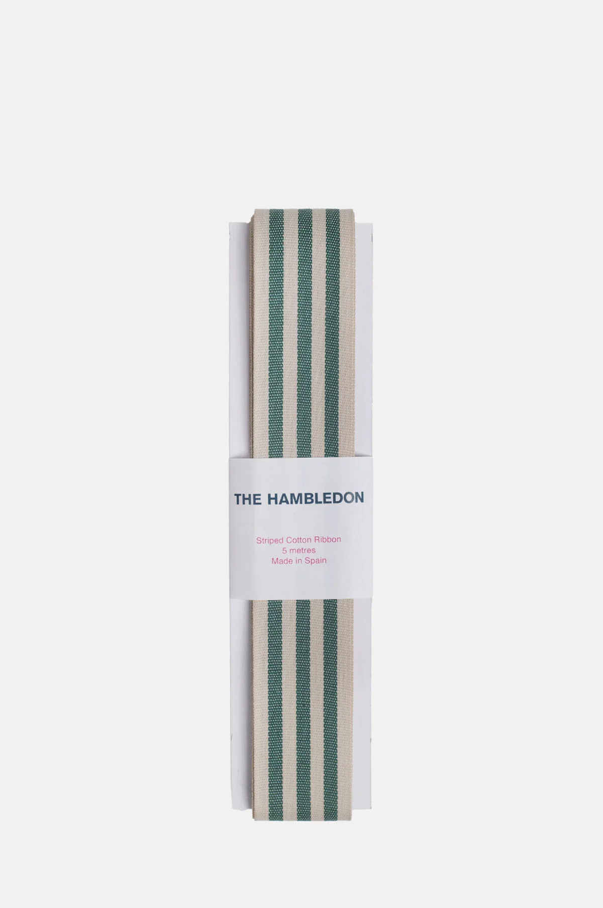 Sand and Forest Green Cotton Stripe Ribbon 35mm x 5m