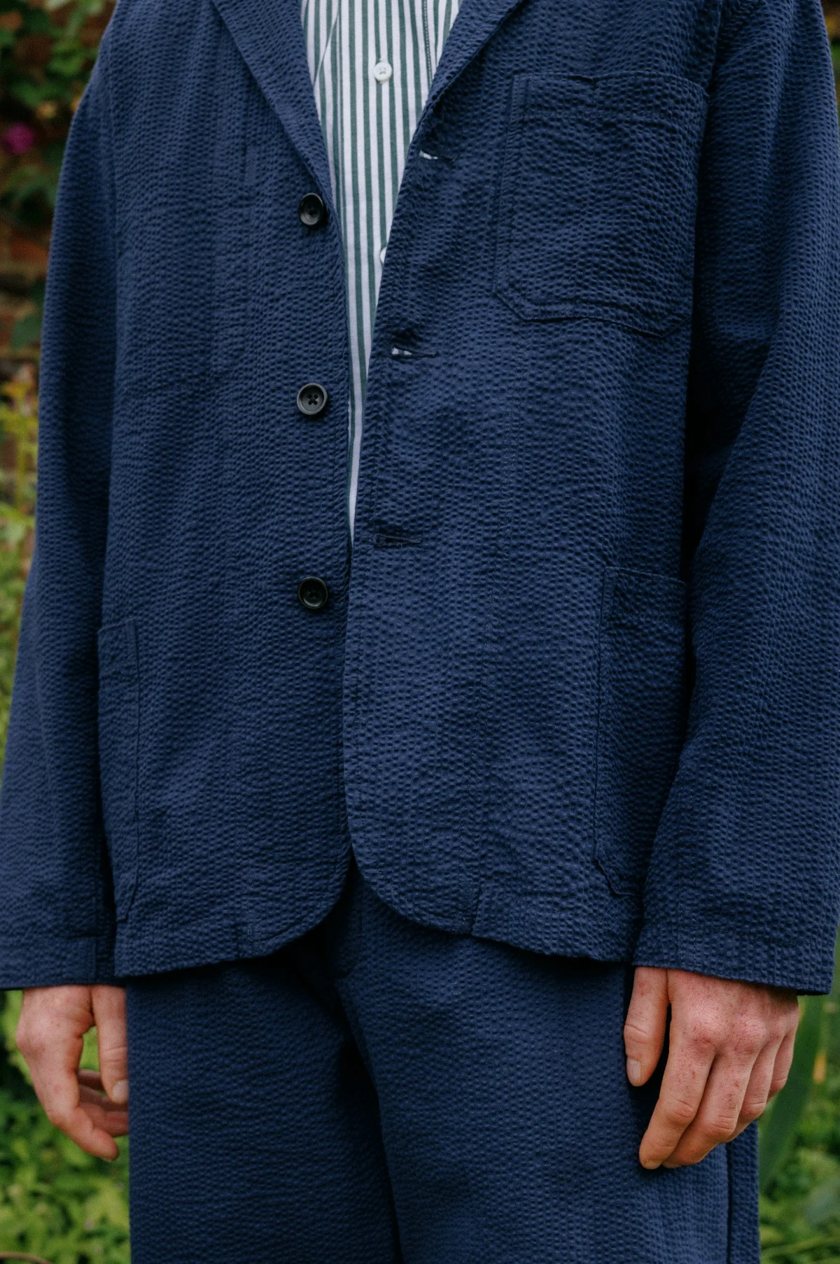 Seersucker Server Suit Jacket Dark Navy - Image 3