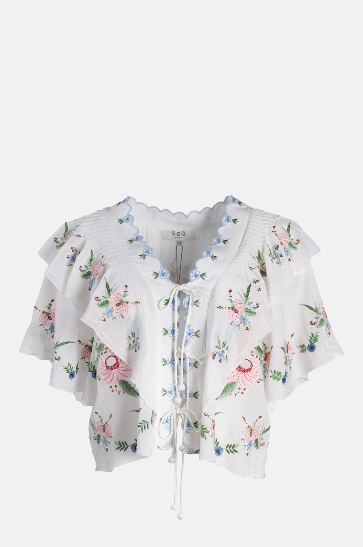 Serafina Embroidery S/Slv Top Cream