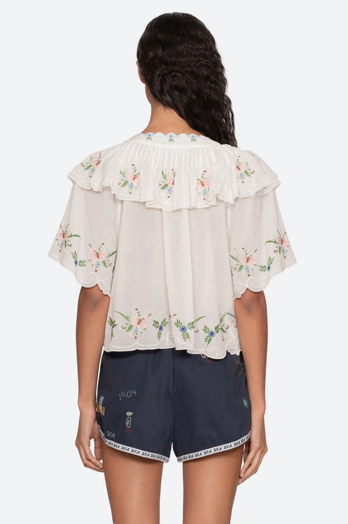 Serafina Embroidery S/Slv Top Cream - Image 5
