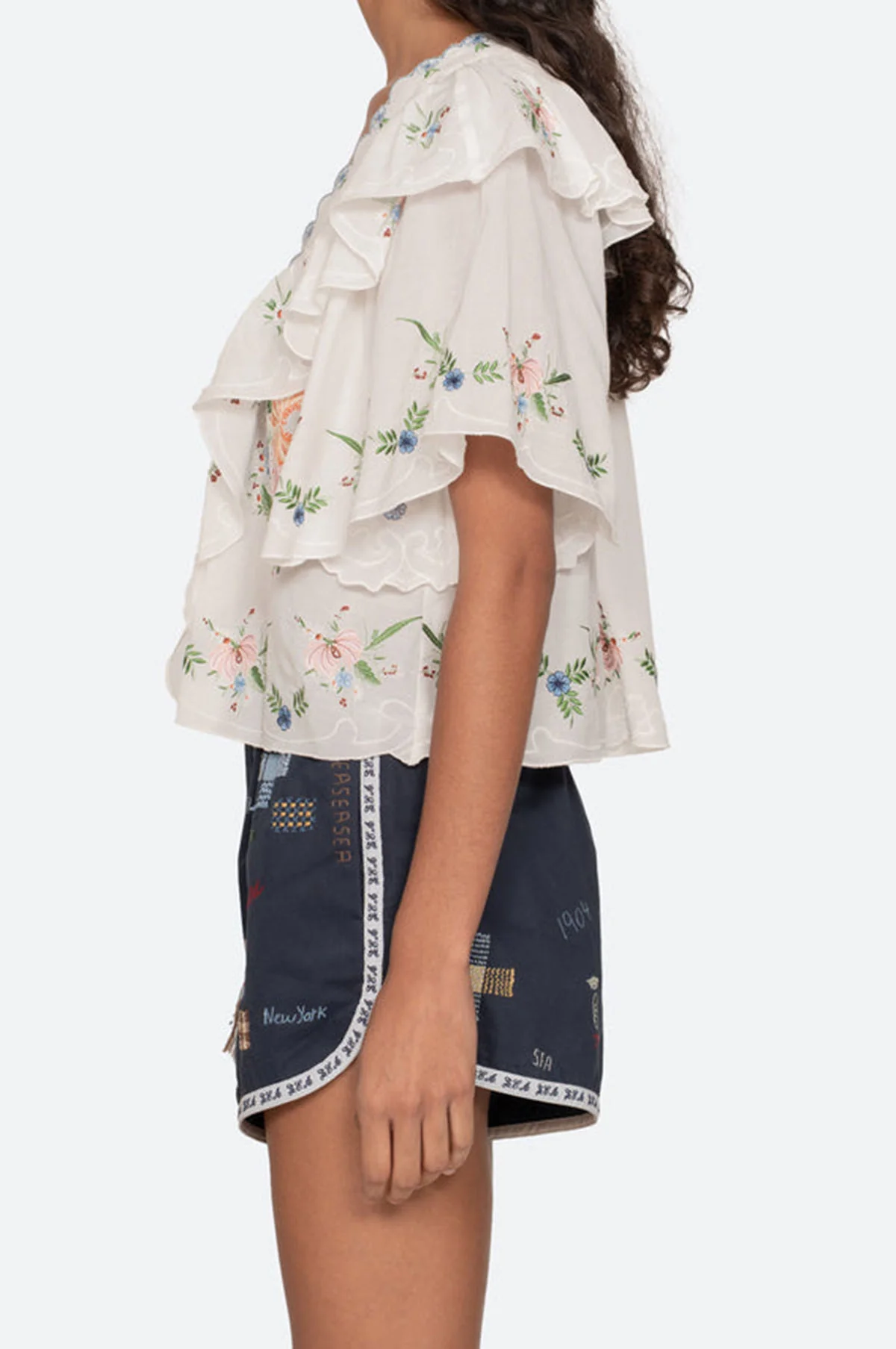 Serafina Embroidery S/Slv Top Cream - Image 6
