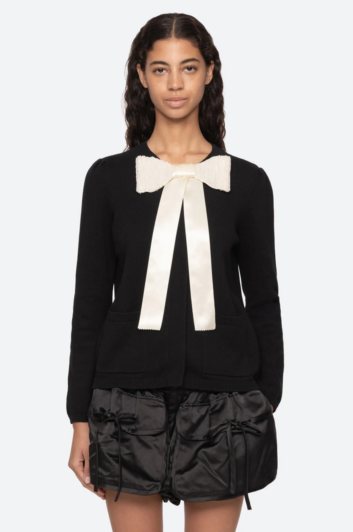 Seraphine Solid Knit Cardigan Black - Image 3