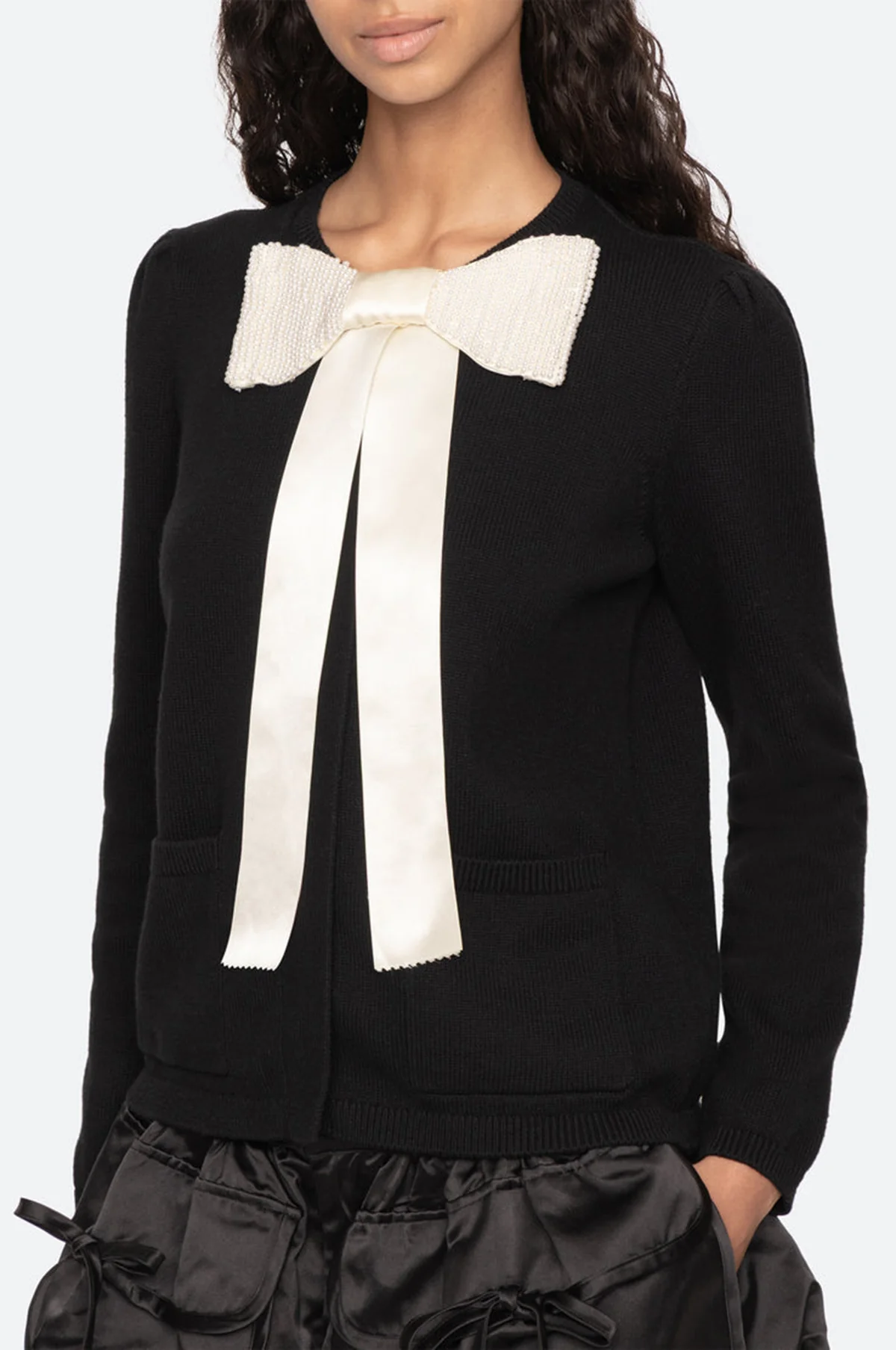 Seraphine Solid Knit Cardigan Black - Image 4