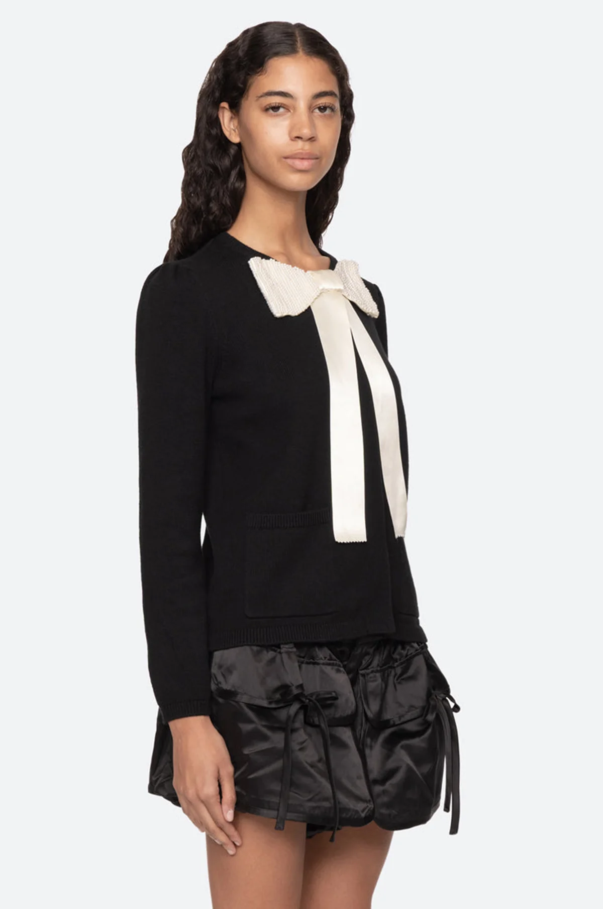 Seraphine Solid Knit Cardigan Black - Image 6