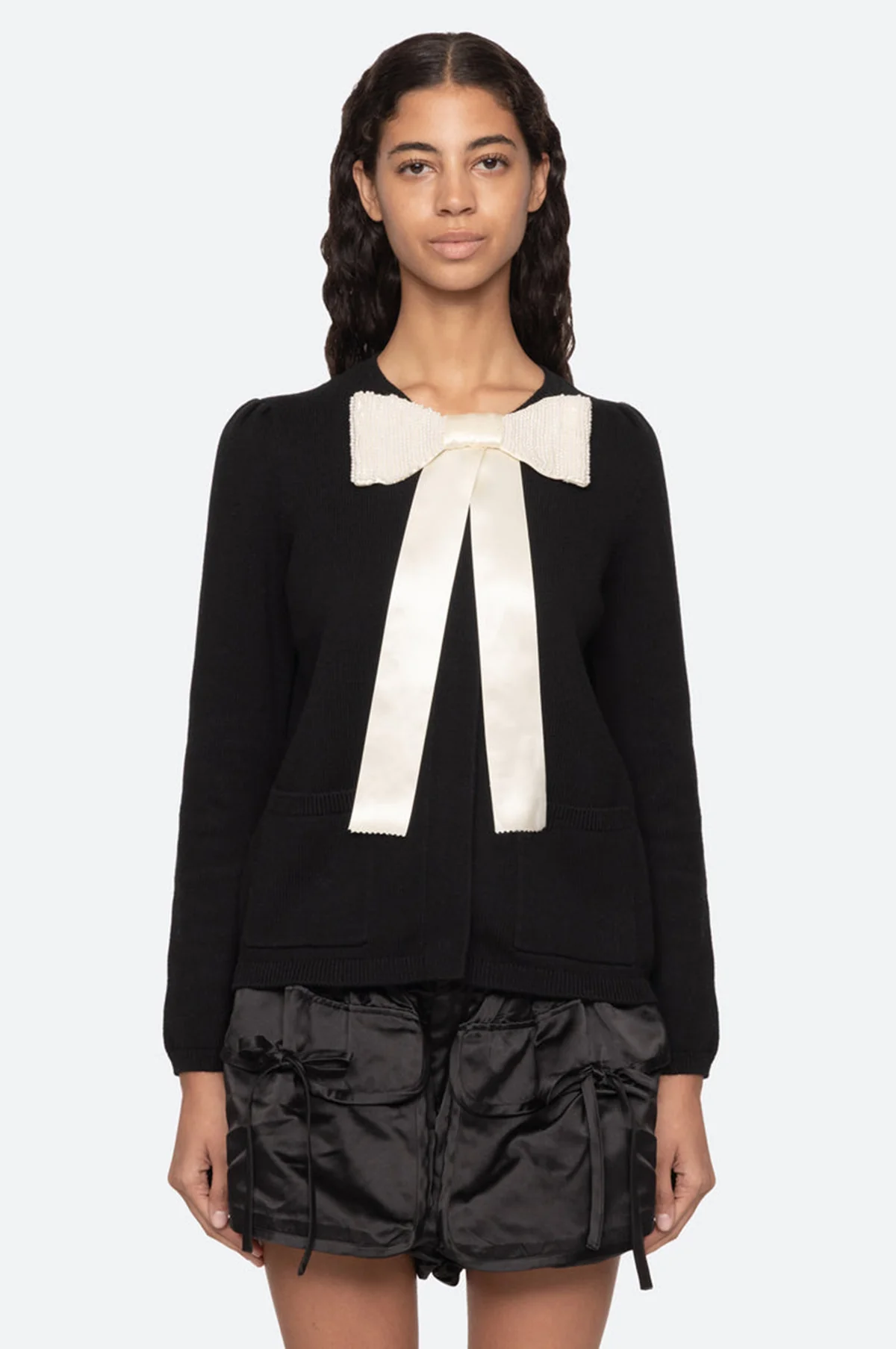 Seraphine Solid Knit Cardigan Black - Image 7