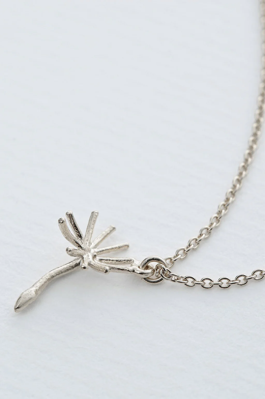 Single Dandelion Fluff Necklace Silver - Image 5