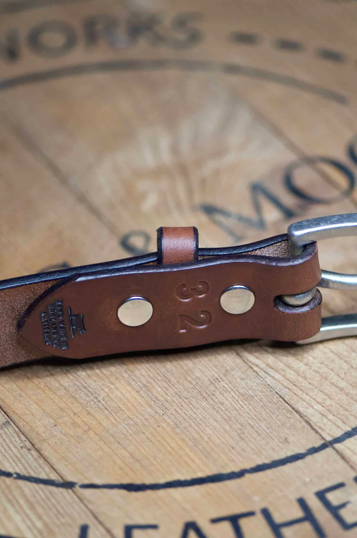 Slim Belt Oak Bark Leather Conker/Nickel - Image 3