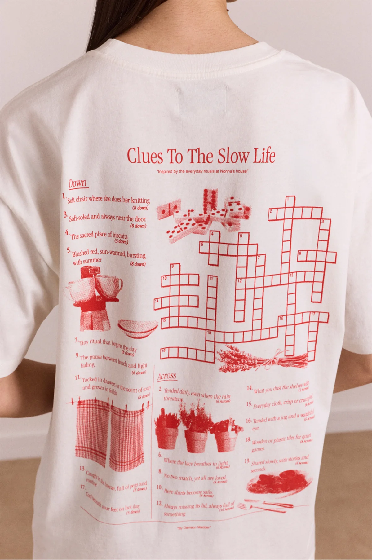 Slow Life Crossword Graphic Tee Ecru - Image 7