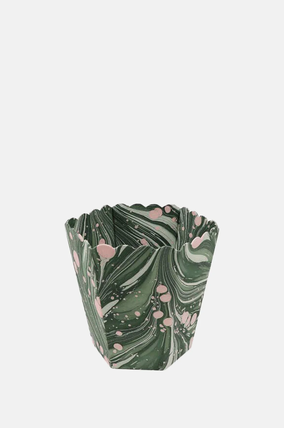 Small Scalloped Basket Green Fire Whirl