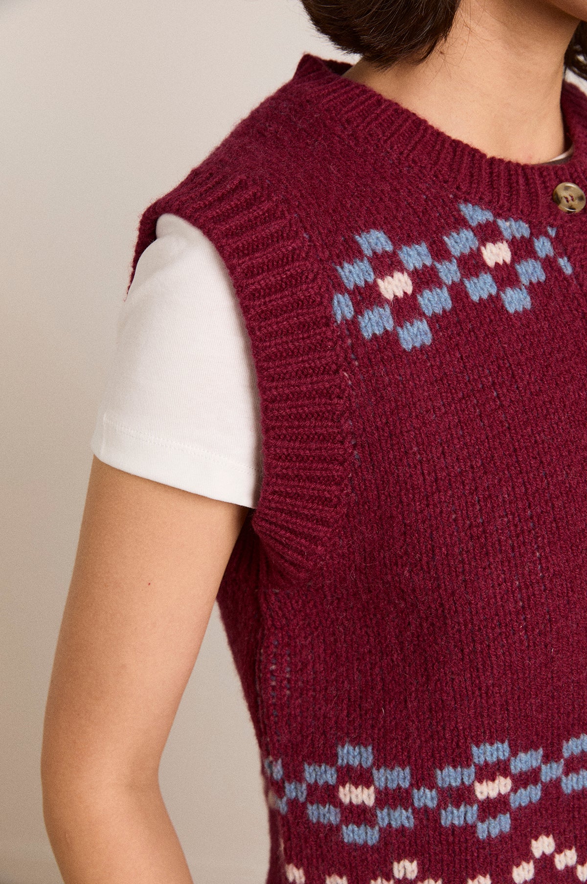 Sofie Wool Vest Novelty Intarsia Girls Burg - Image 4