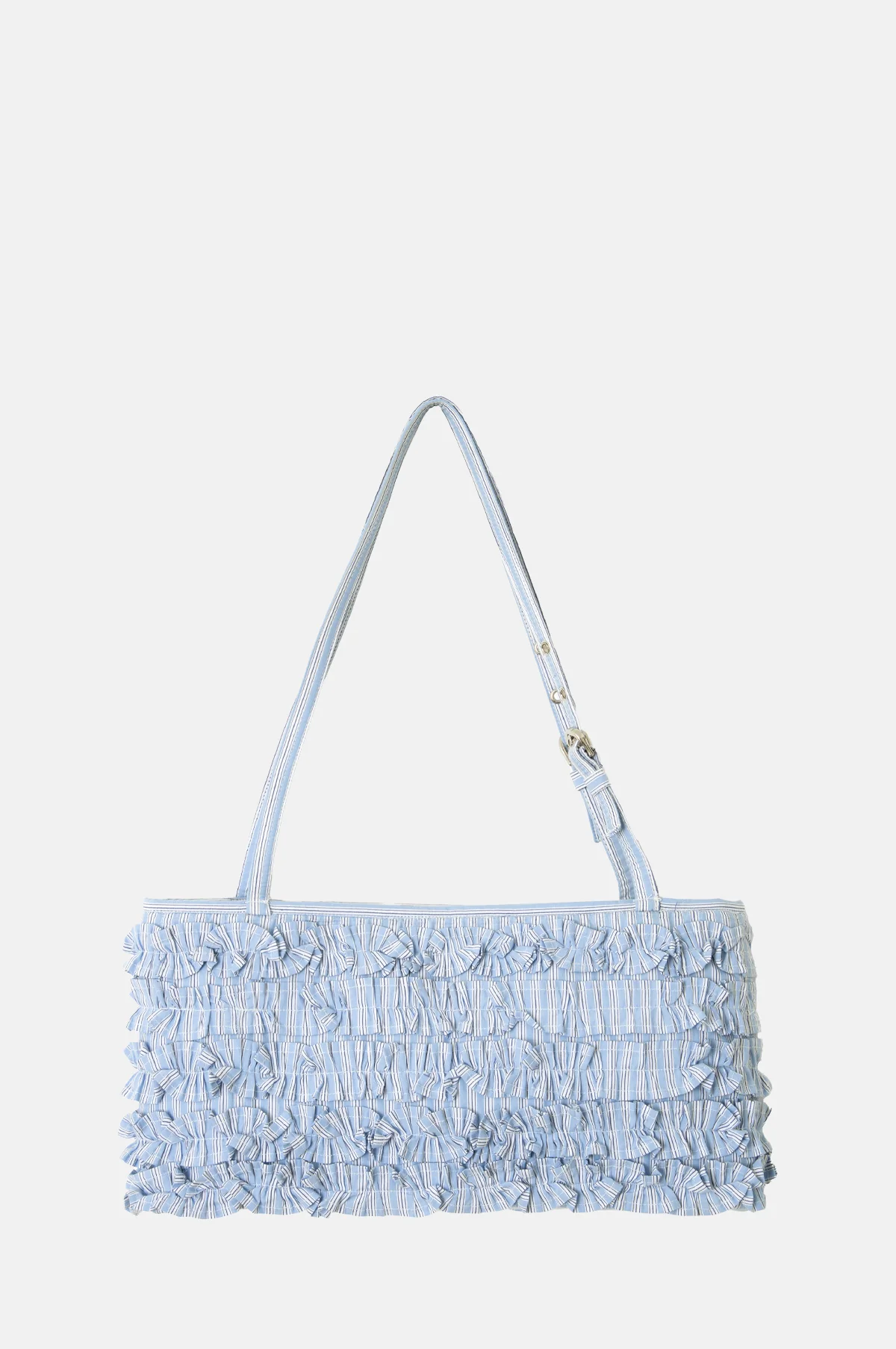 Sophia Ruffle Baguette Bag Blue Business Stripe