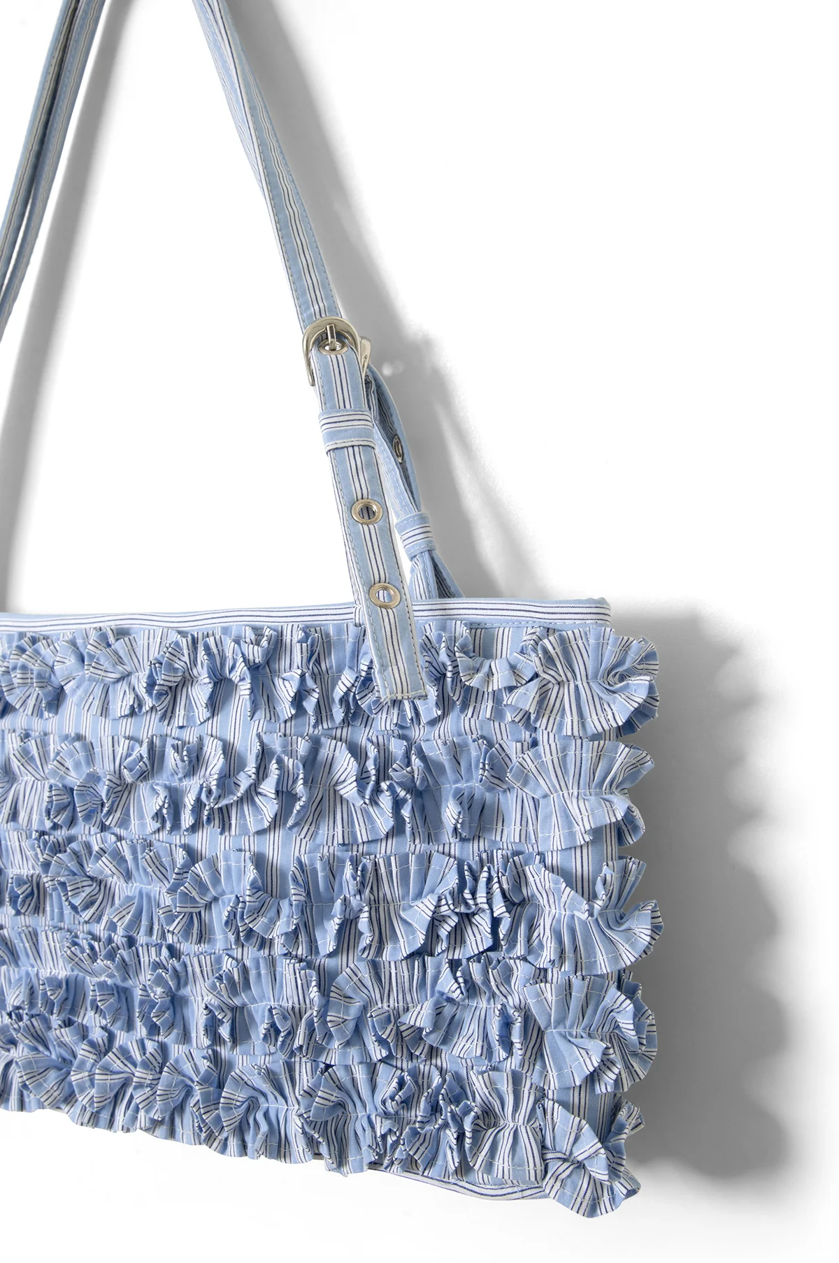 Sophia Ruffle Baguette Bag Blue Business Stripe - Image 2
