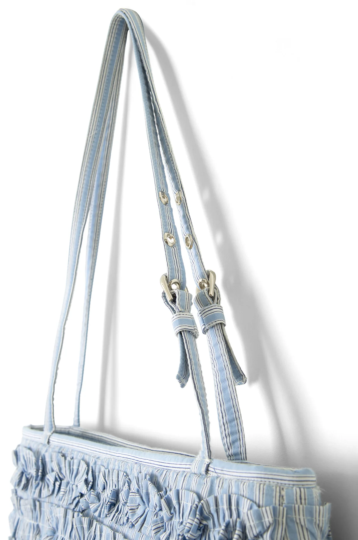 Sophia Ruffle Baguette Bag Blue Business Stripe - Image 3