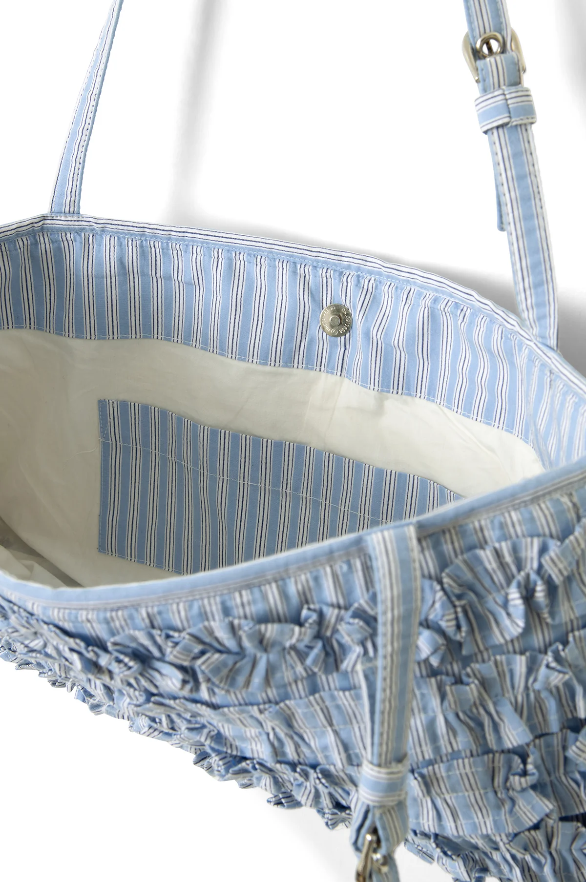 Sophia Ruffle Baguette Bag Blue Business Stripe - Image 4
