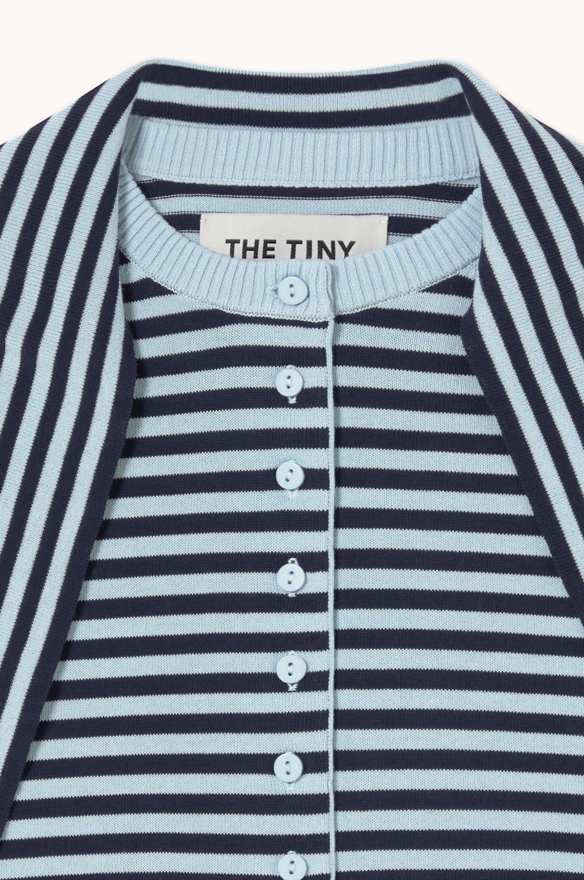 Striped Scarf Neck Lara Cardigan Pretty Blue/Navy - Image 8