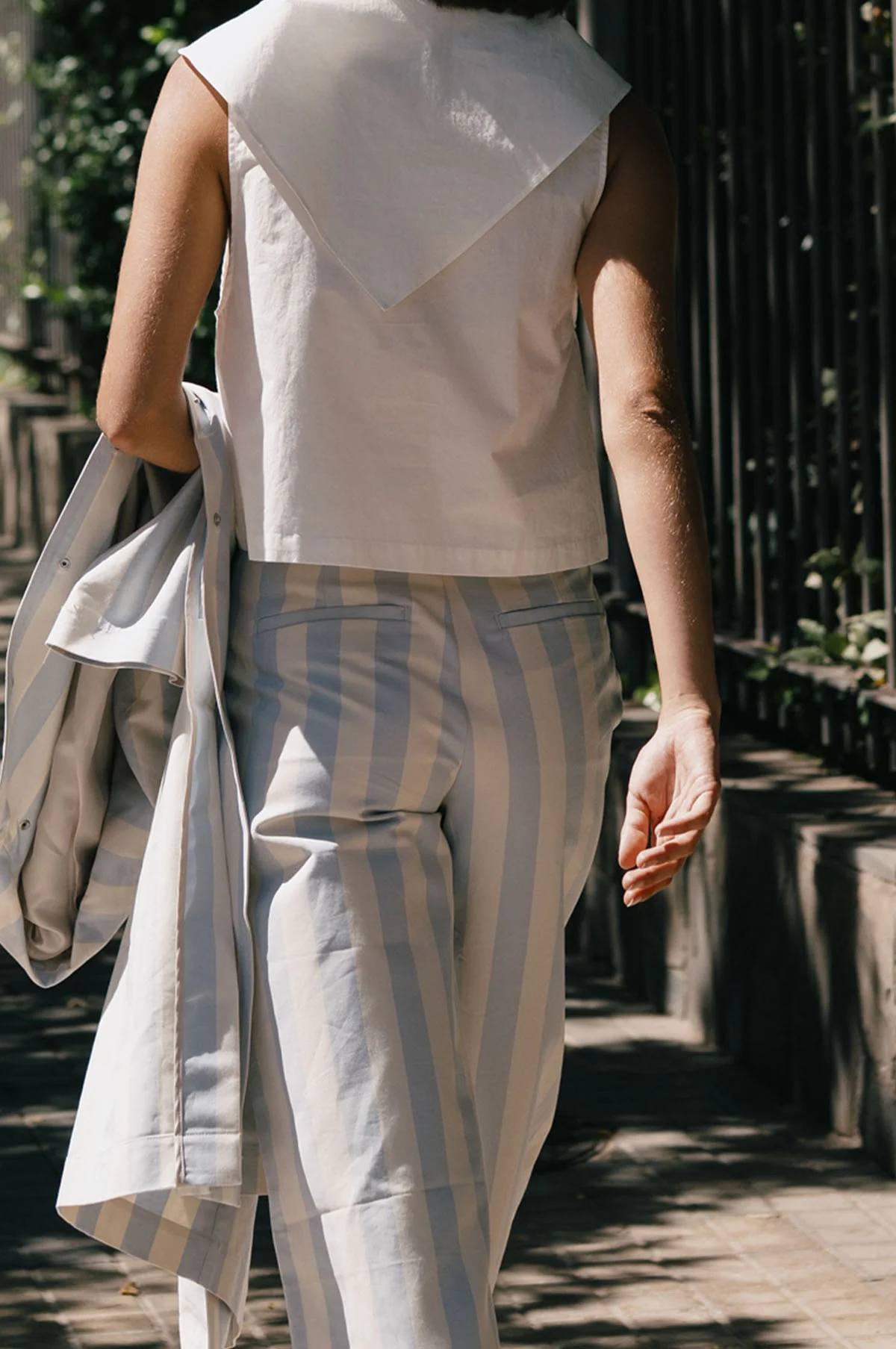 Striped Trousers Denim Blue/Ivory - Image 3