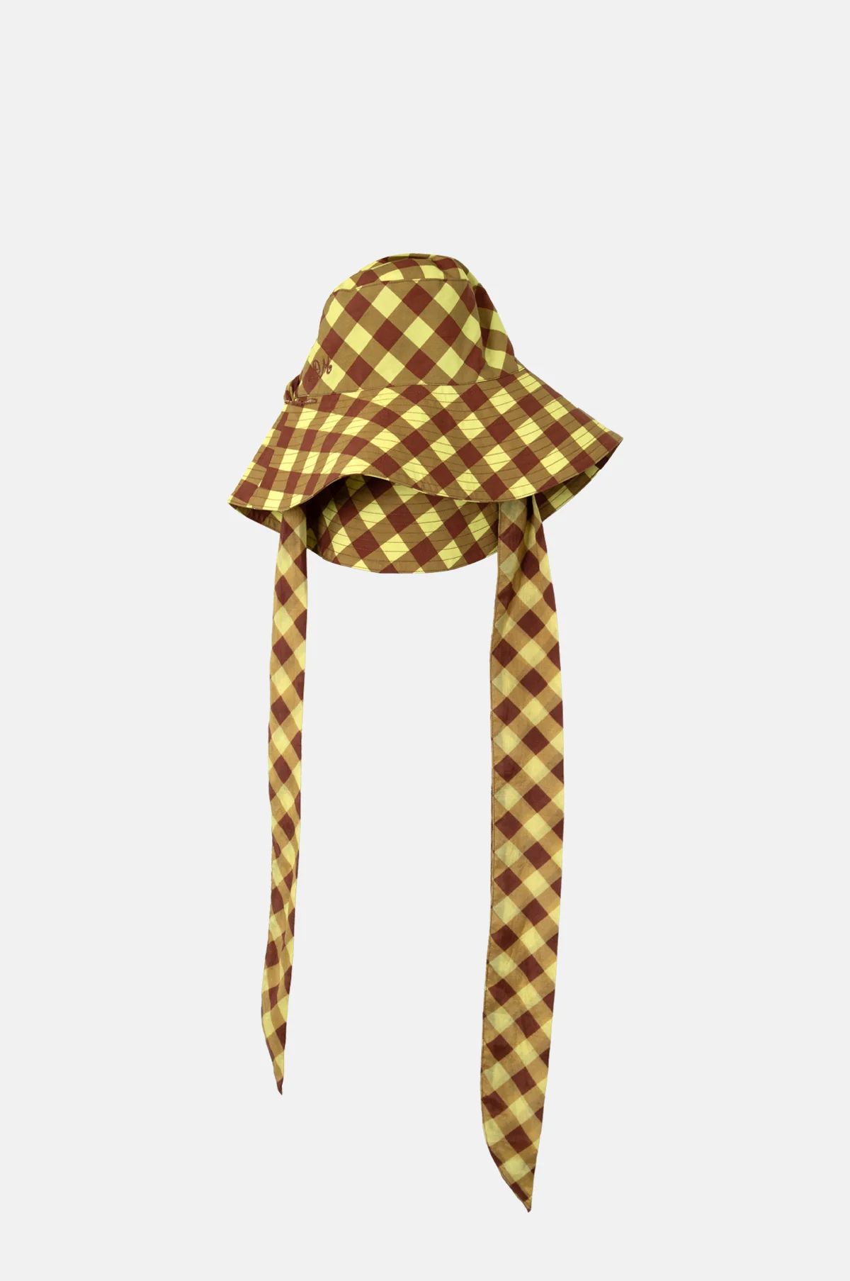 Sunhat With Tie Avo & Choc Gingham