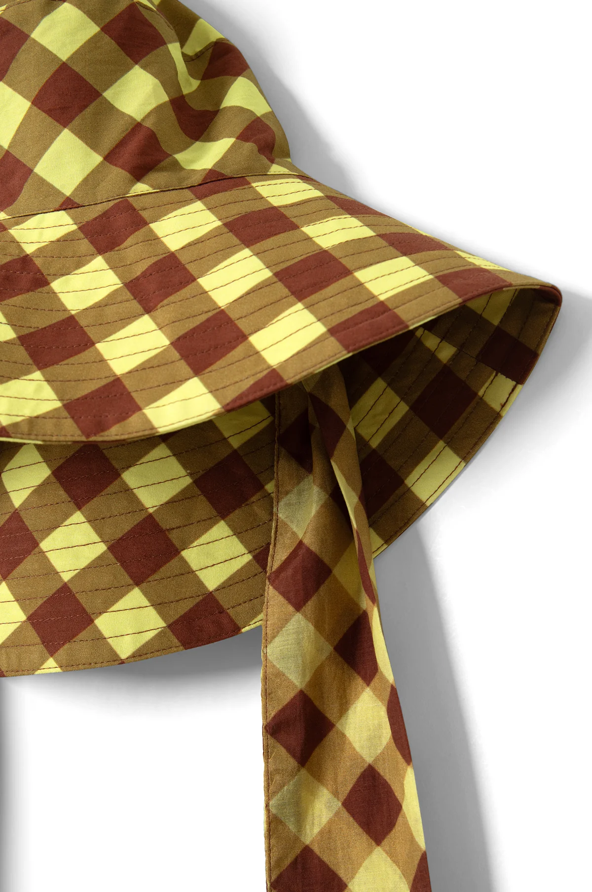 Sunhat With Tie Avo & Choc Gingham - Image 2