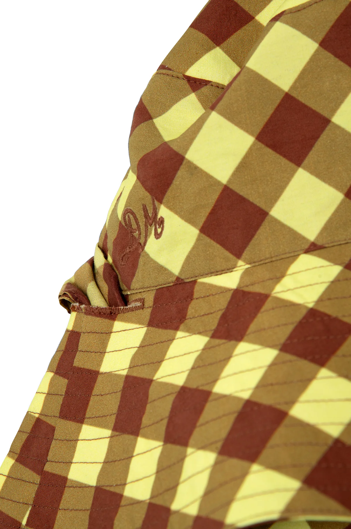 Sunhat With Tie Avo & Choc Gingham - Image 3