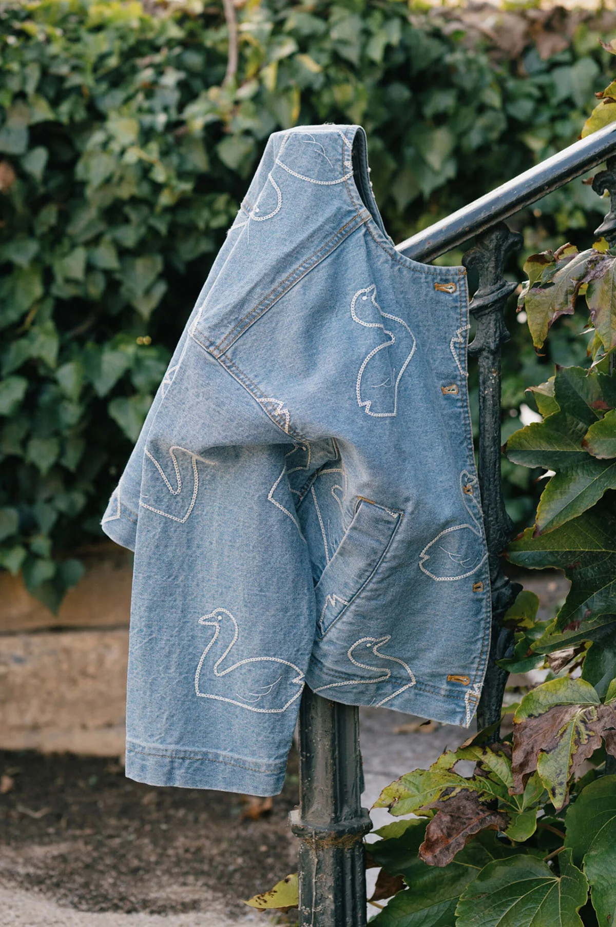 Swans Cropped Jacket Light Wash Denim - Image 2