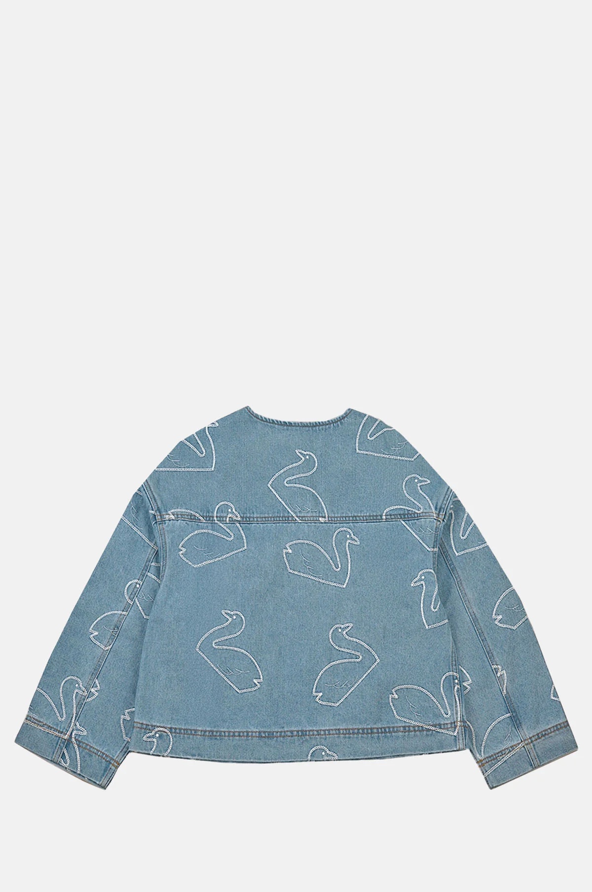 Swans Cropped Jacket Light Wash Denim - Image 4