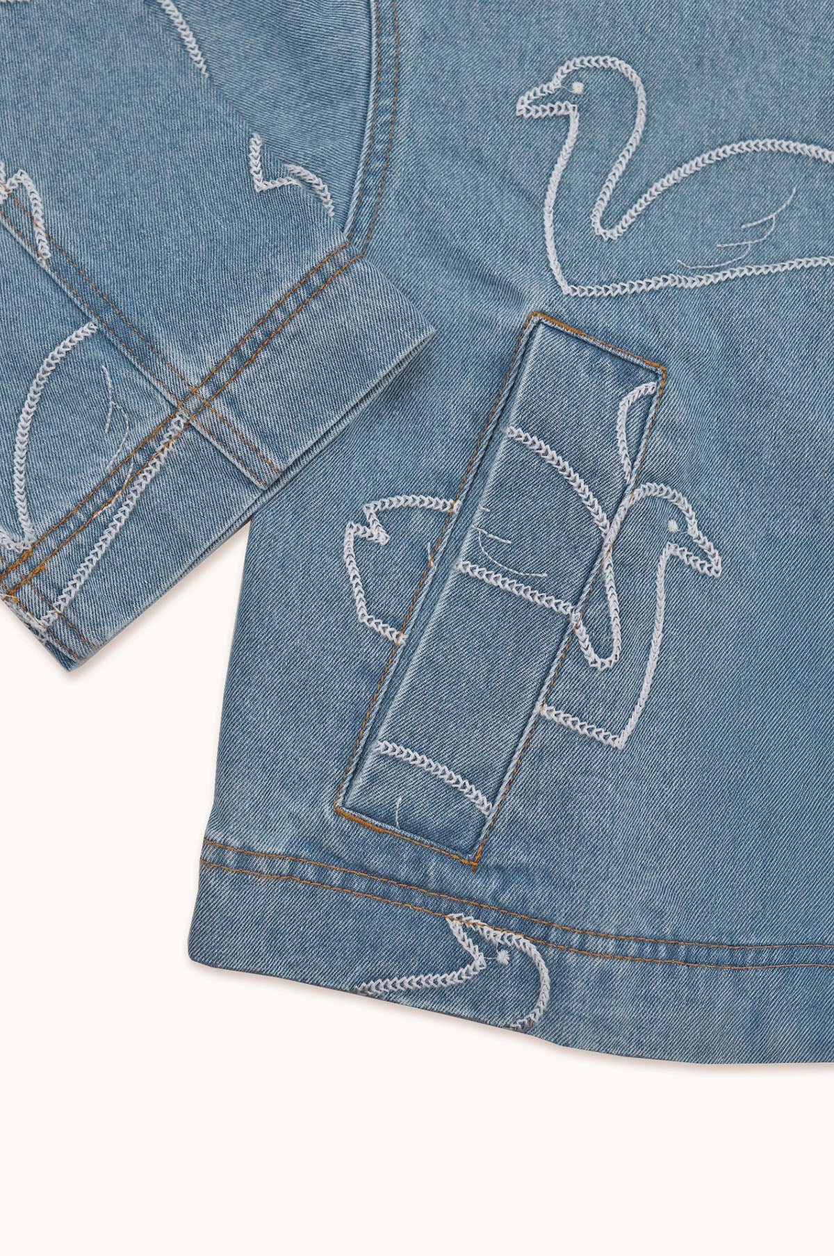 Swans Cropped Jacket Light Wash Denim - Image 5