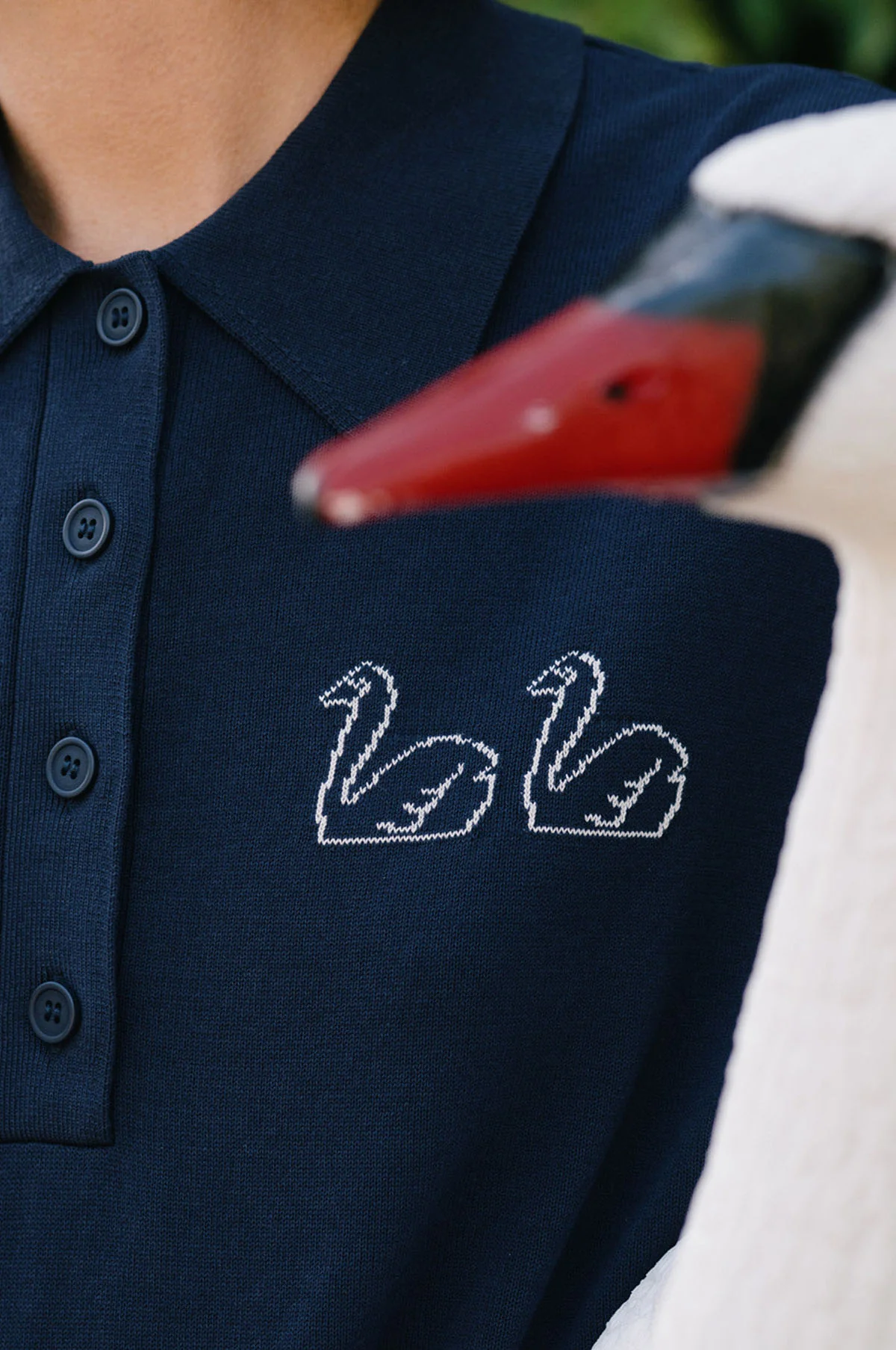 Swans Knitted Polo Navy - Image 3