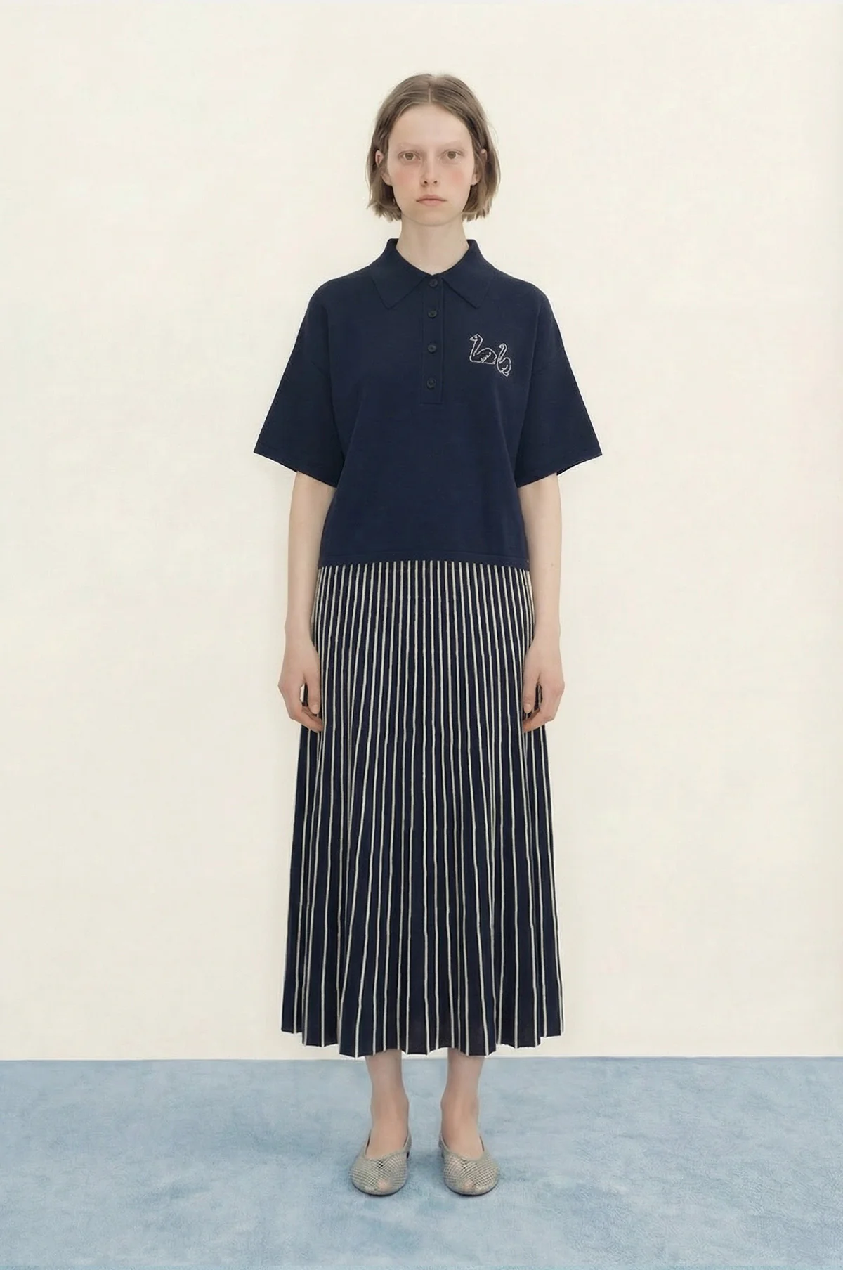 Swans Knitted Polo Navy - Image 4