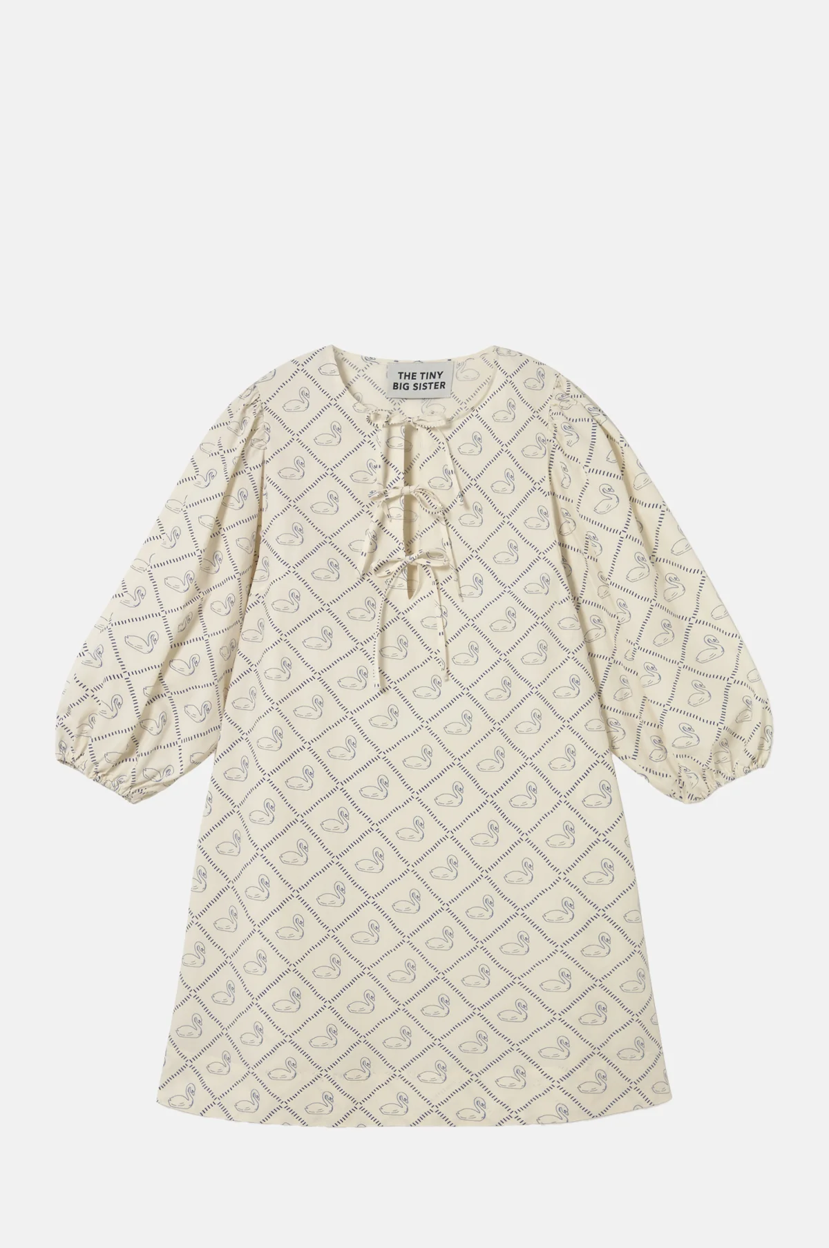 Swans Puff Sleeves Dress Light Cream