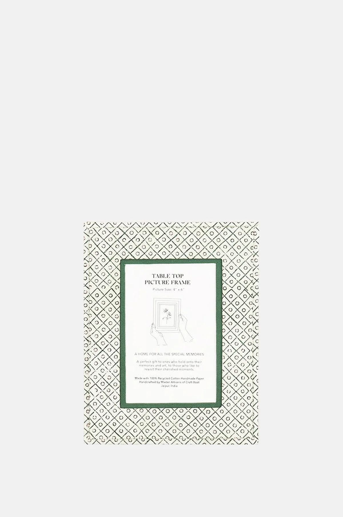 Table Top Picture Frame Dot & Grid Green