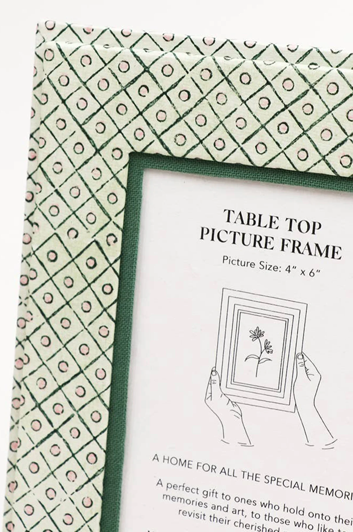 Table Top Picture Frame Dot & Grid Green - Image 2