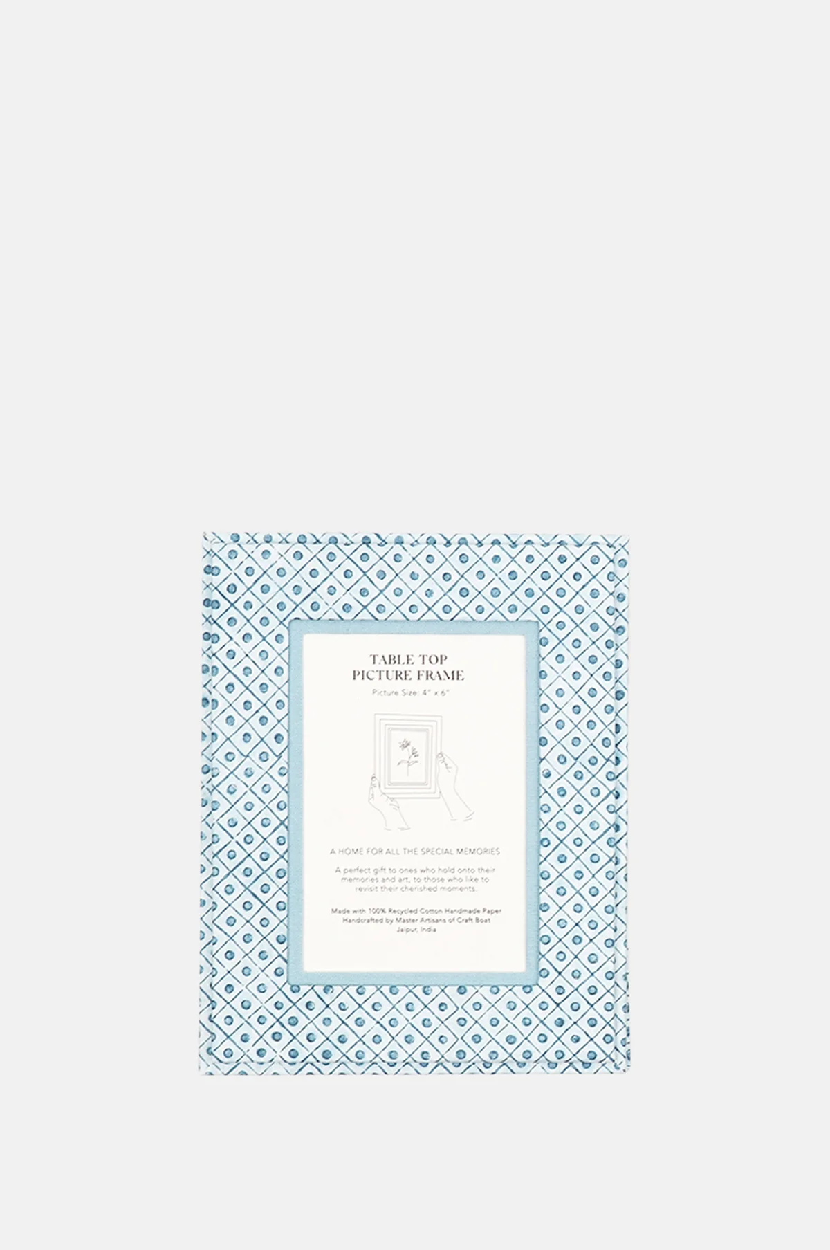 Table Top Picture Frame Dot & Grid Indigo