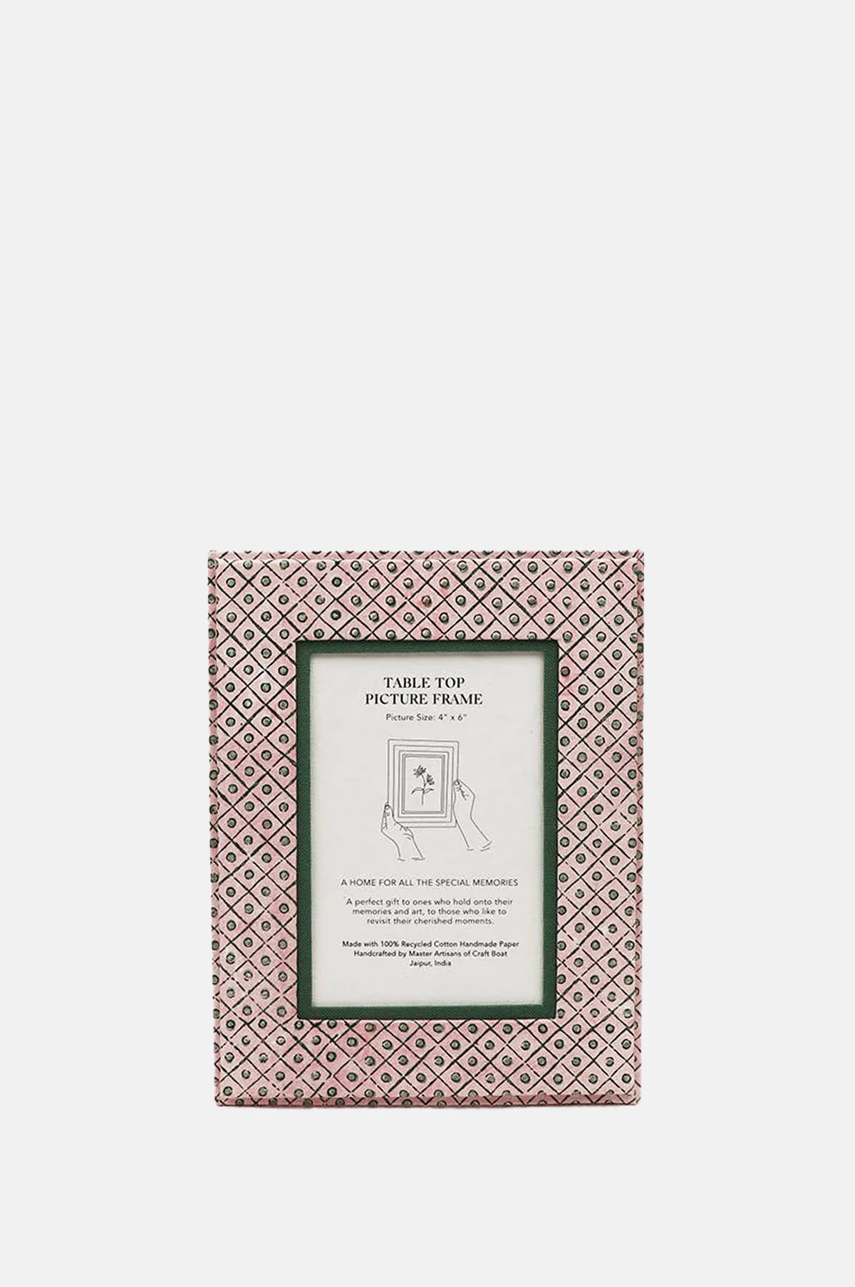 Table Top Picture Frame Dot & Grid Pink