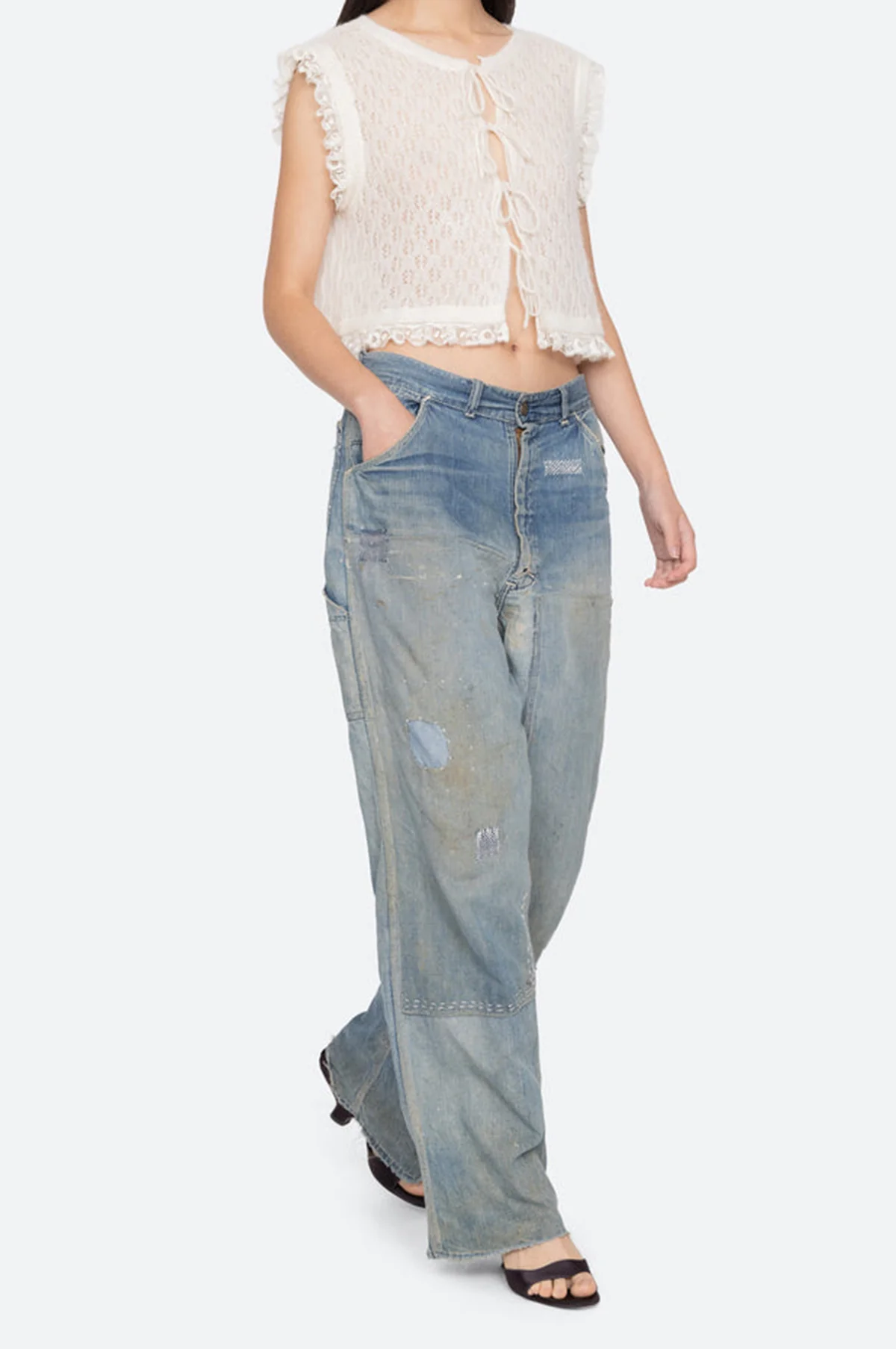 Teagan Knit Combo Vest Cream - Image 3