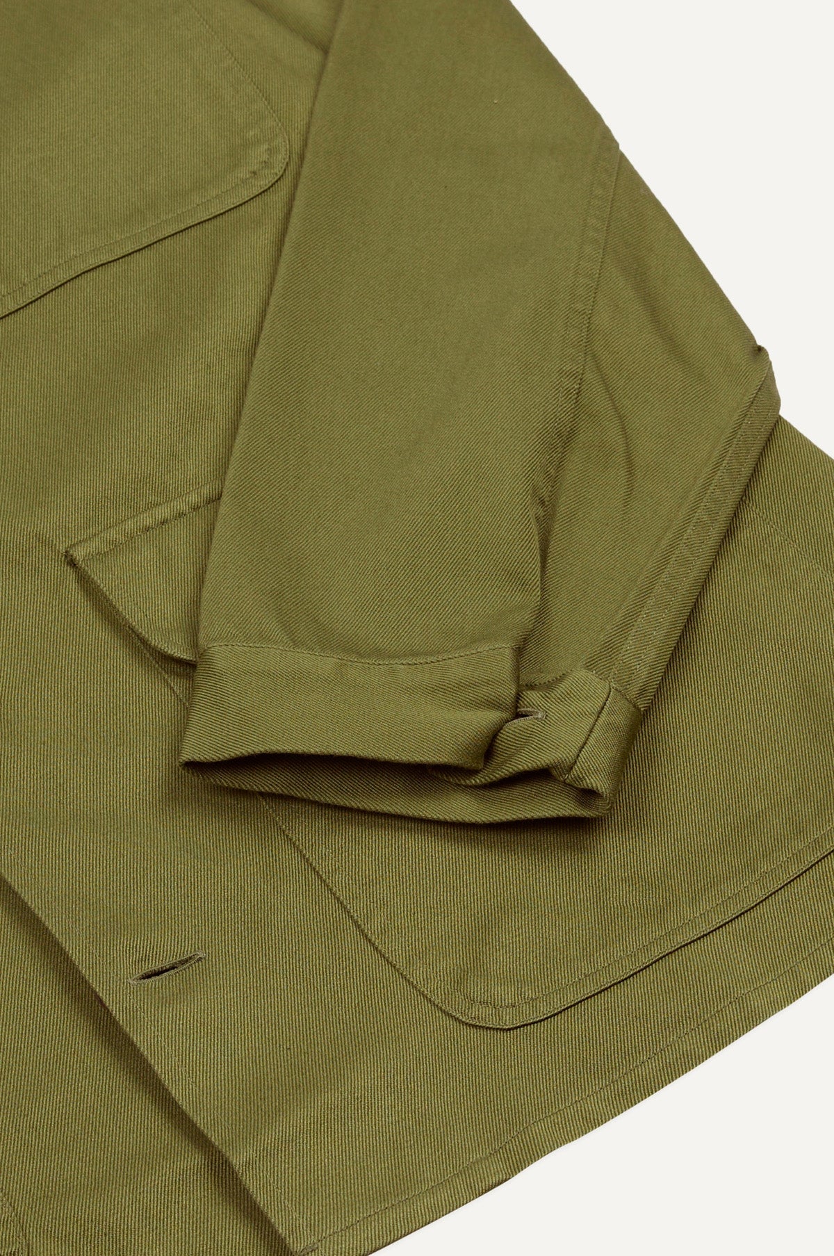 Textured Twill 3-Pocket Overshirt Military Green - Image 4
