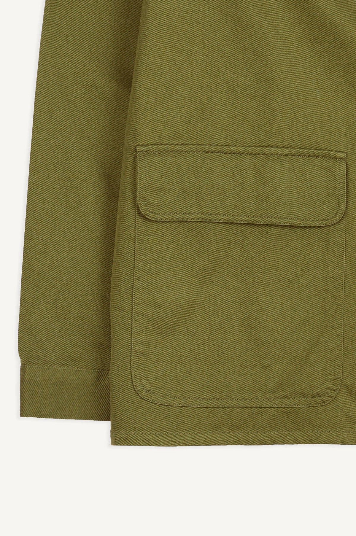 Textured Twill 3-Pocket Overshirt Military Green - Image 5
