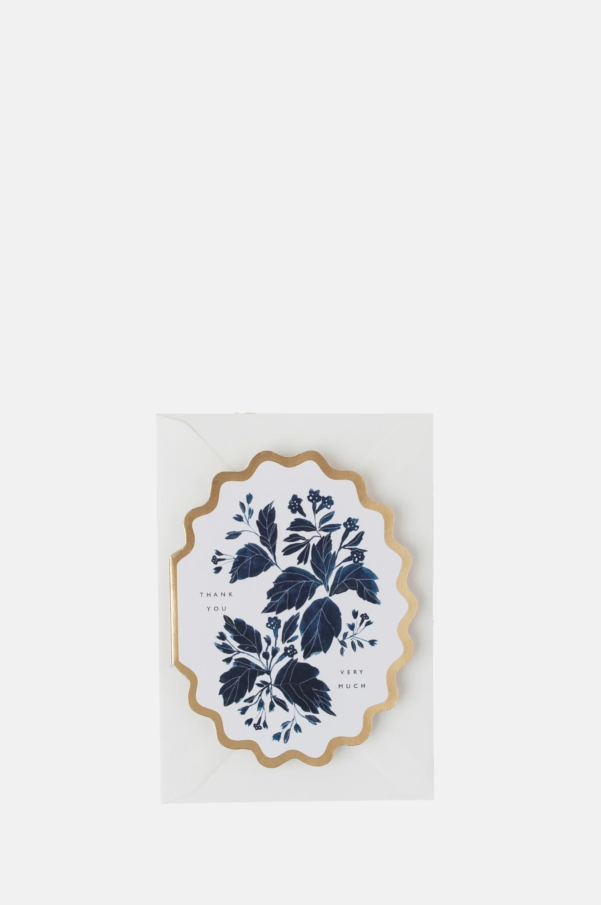 Thank You Very Much Botanical Scallop Die Cut Card