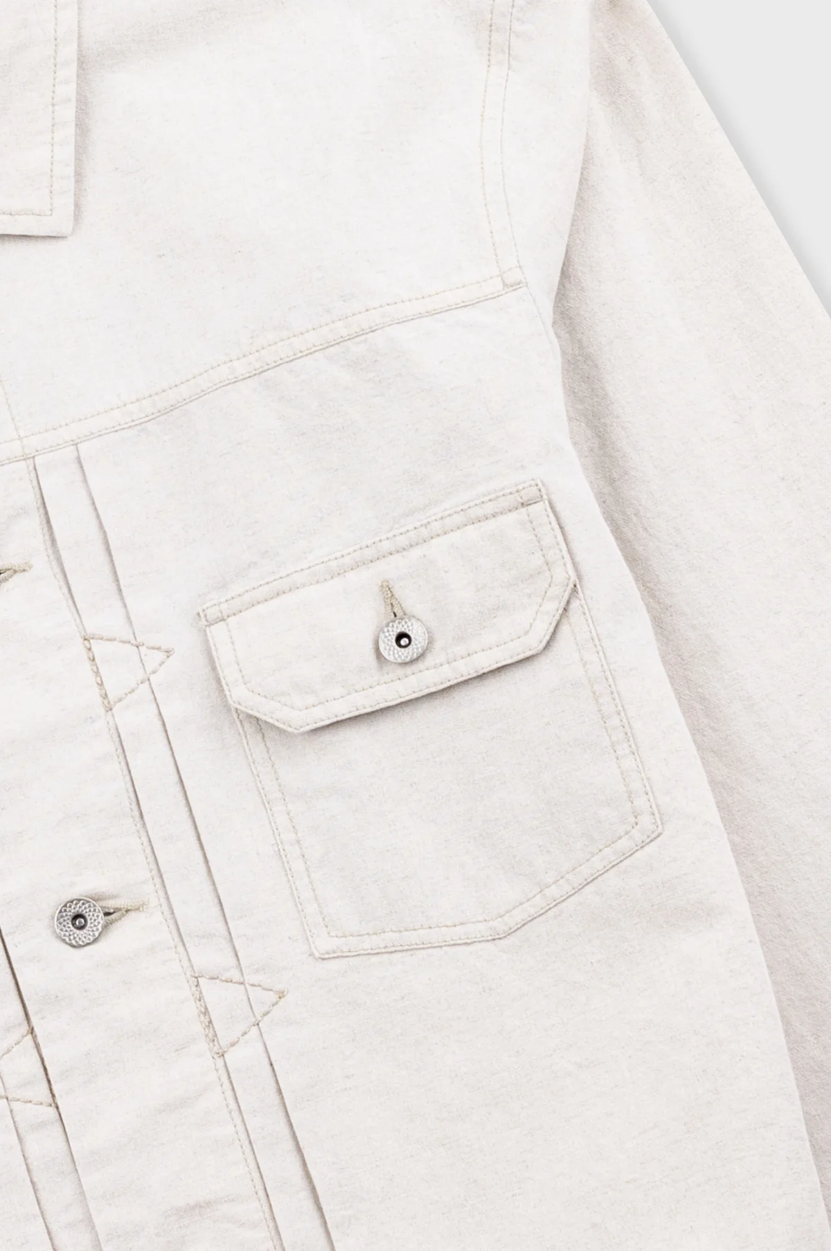 Trucker Jacket Natural Linen Cotton Canvas - Image 3