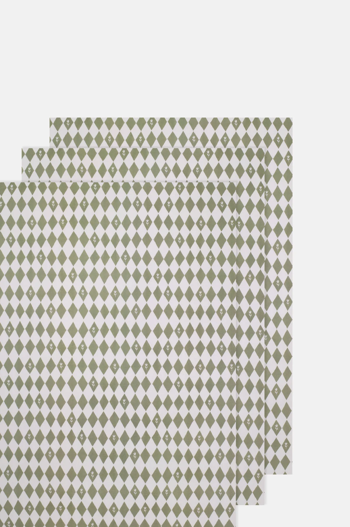 Tulip Diamond Green Harlequin Wrapping Paper Set of 3 Sheets