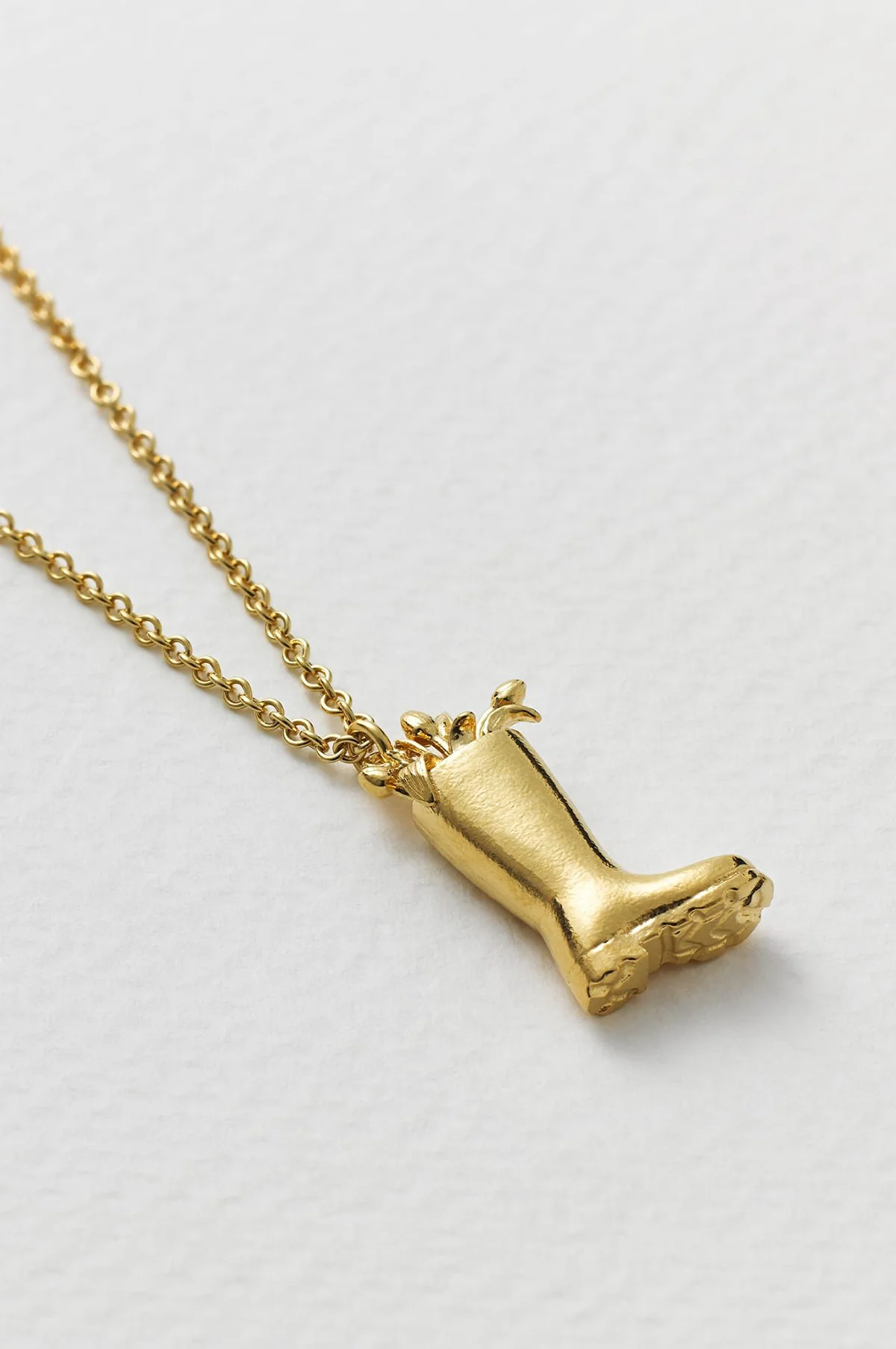 Tulip Filled Wellington Boot Necklace Gold - Image 2
