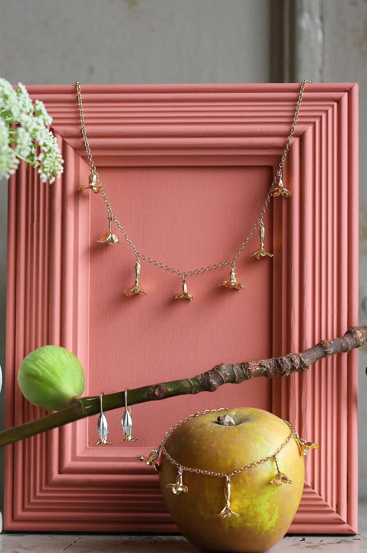 Tumbling Wildflower Medley Charm Necklace Gold - Image 3